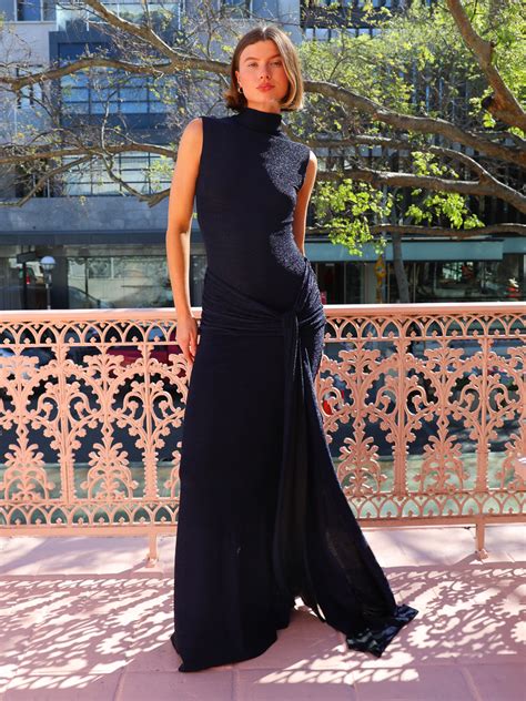 by nicola emerson high neck dress with sarong in twilight